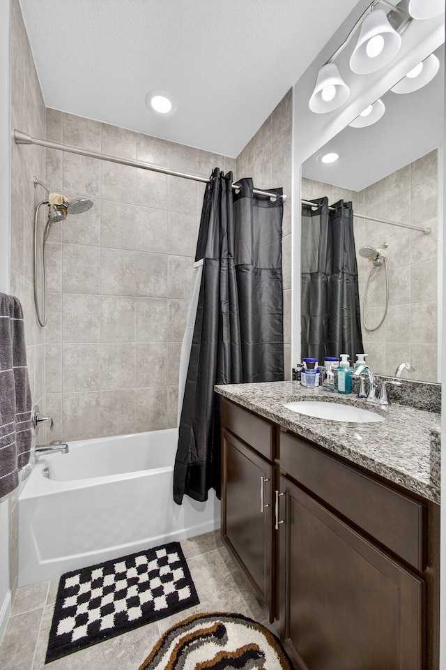 16360 Oakview Dr, Westlake, FL 33470 - bathroom featuring shower / bath combo, vanity, and tile patterned flooring