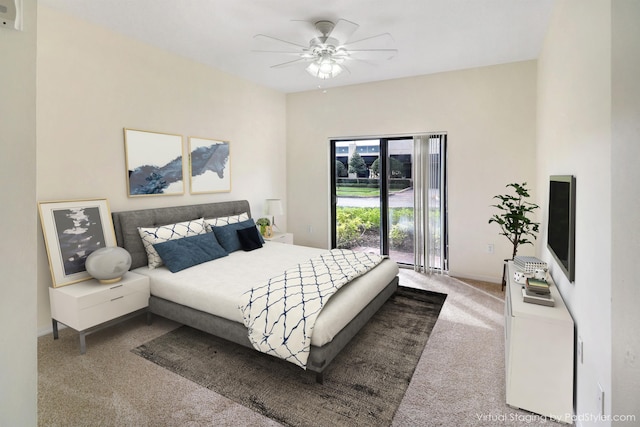 4903 Midtown Ln Unit 3120, Palm Beach Gardens, FL 33418 - carpeted bedroom featuring access to exterior and ceiling fan