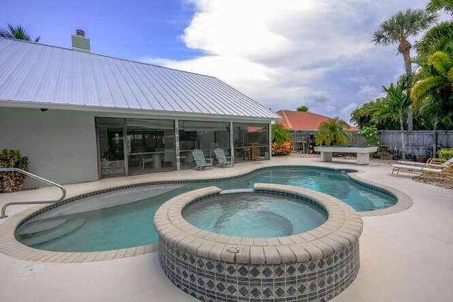 45 Birch Pl, Tequesta, FL 33469 - view of pool with a pool with connected hot tub and a patio