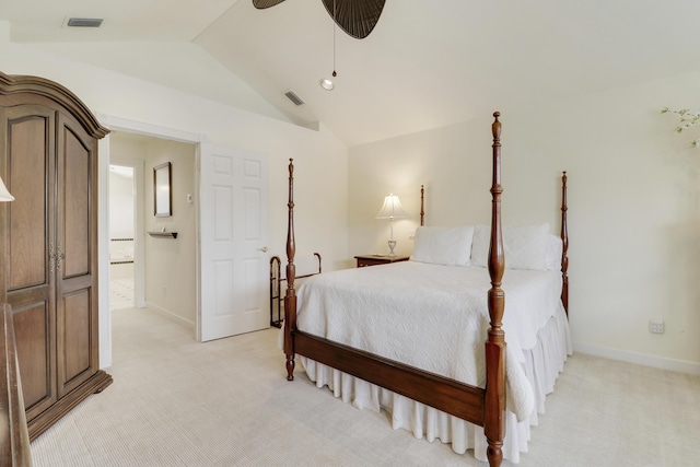 2000 SW Oakwater Pt, Palm City, FL 34990 - bedroom featuring lofted ceiling, light colored carpet, and ceiling fan