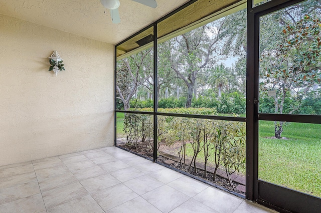 9331 Bridgeport Dr, Royal Palm Beach, FL 33411 - unfurnished sunroom featuring a ceiling fan