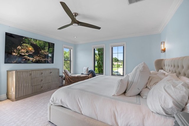 6204 Celadon Cir, Palm Beach Gardens, FL 33418 - carpeted bedroom with ornamental molding and a ceiling fan