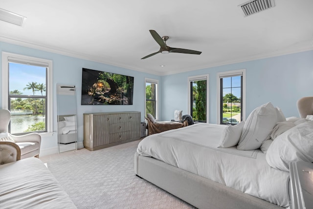 6204 Celadon Cir, Palm Beach Gardens, FL 33418 - bedroom featuring crown molding and ceiling fan