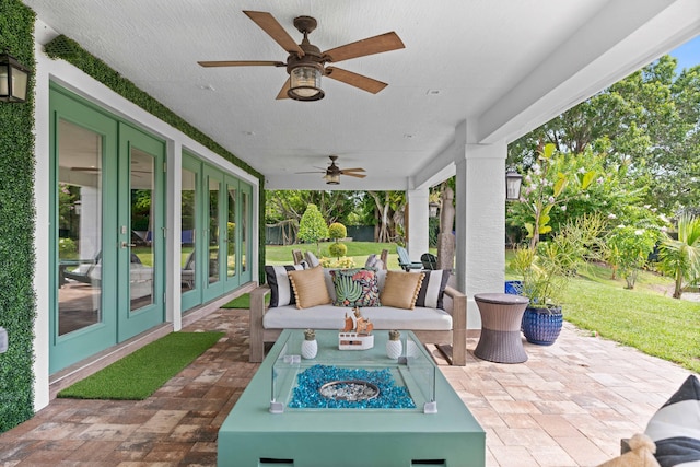 6204 Celadon Cir, Palm Beach Gardens, FL 33418 - view of patio featuring french doors and a ceiling fan