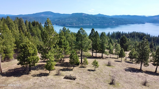 view of mountain feature featuring a water view