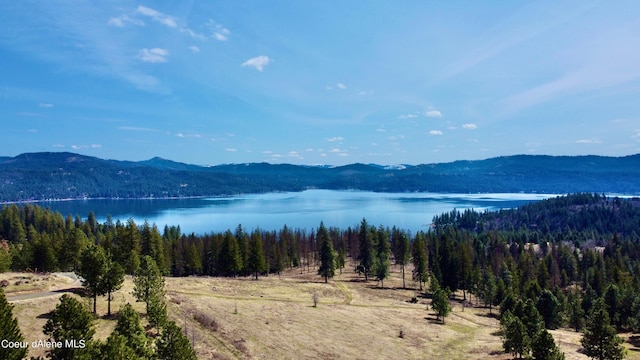 view of mountain feature featuring a water view