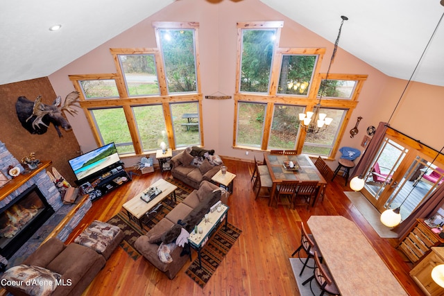 living room featuring dark hardwood / wood-style floors and a wealth of natural light