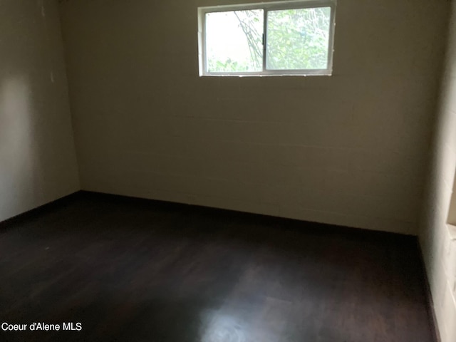 spare room with dark wood-type flooring