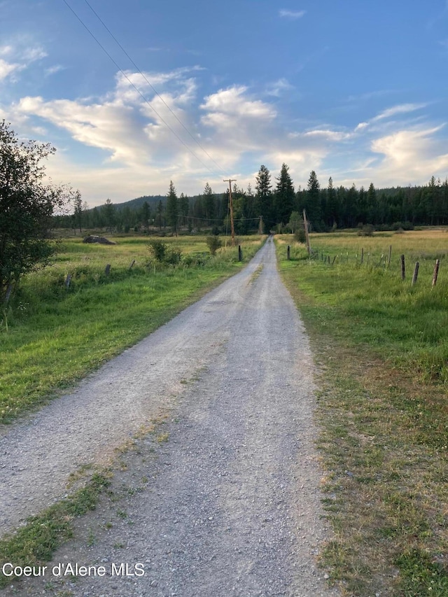 view of street featuring a rural view