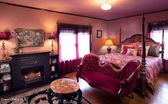 bedroom featuring dark hardwood / wood-style flooring