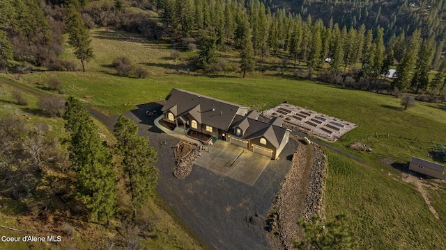 aerial view featuring a rural view