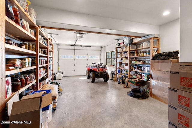 garage with a garage door opener