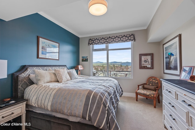 carpeted bedroom featuring crown molding