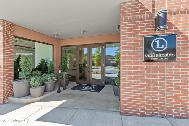 property entrance featuring french doors