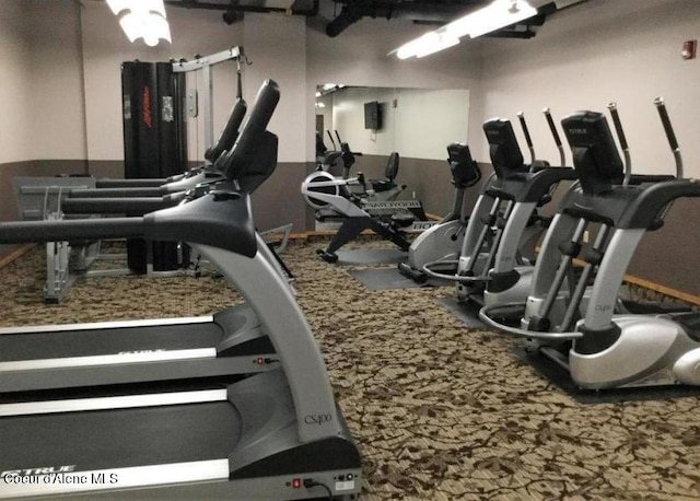 gym with carpet flooring