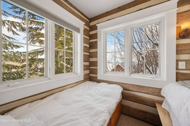 carpeted bedroom with multiple windows