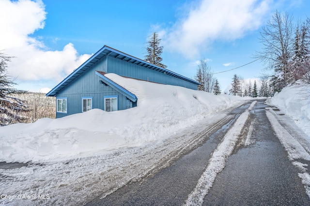 view of snowy exterior