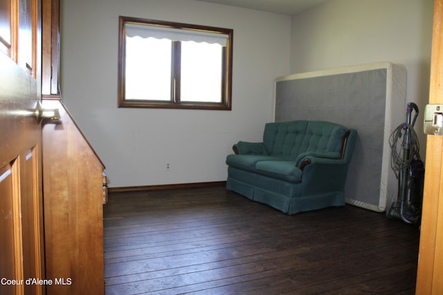 sitting room with dark hardwood / wood-style floors