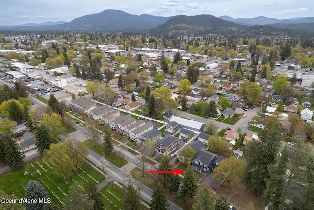 aerial view featuring a mountain view