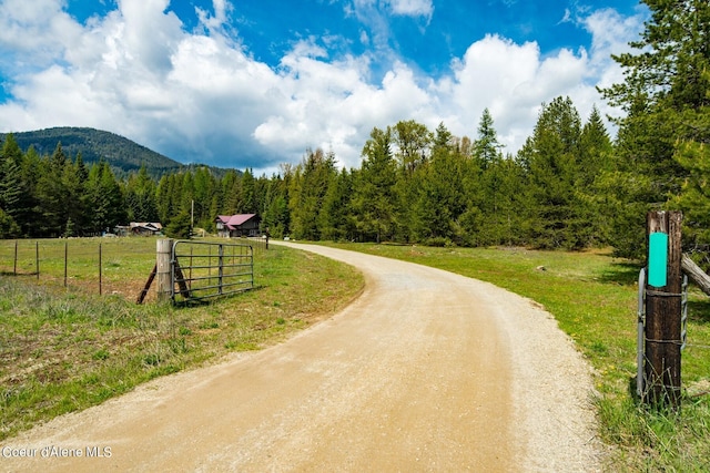 view of road featuring a mountain view and a rural view