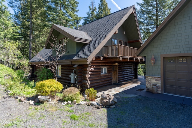 view of log home