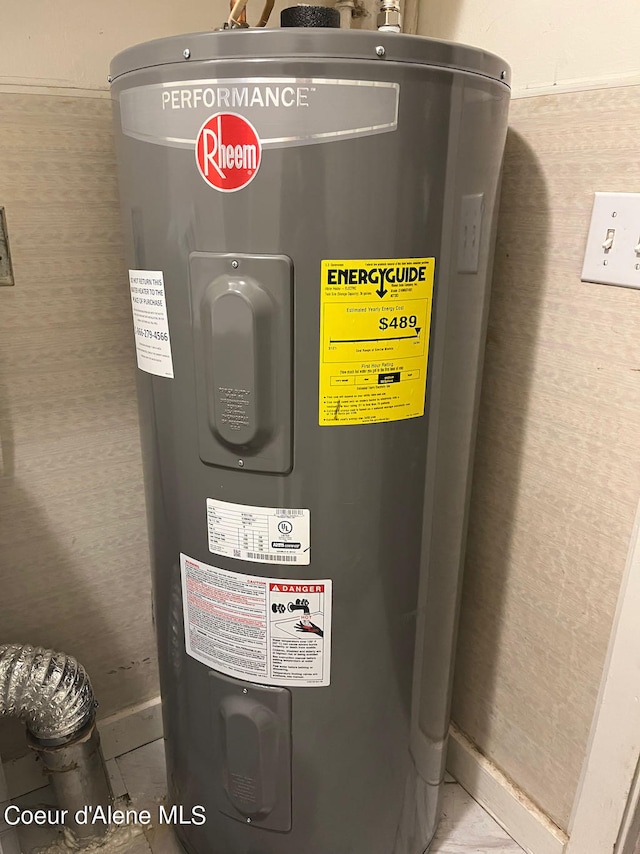 utility room with water heater