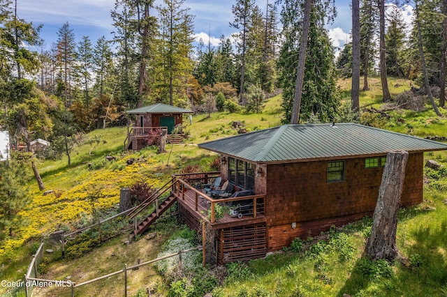 1930 Warren Island Shrs, Hope, ID 83836 - view of yard featuring stairs and a wooden deck