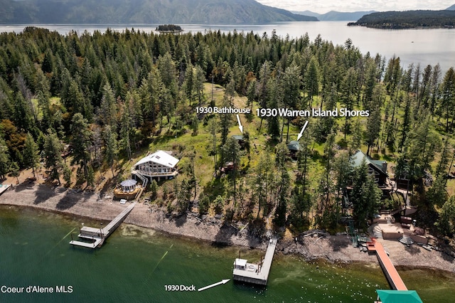 1930 Warren Island Shrs, Hope, ID 83836 - drone / aerial view featuring a view of trees and a water view