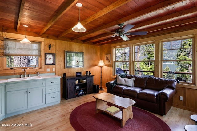 1930 Warren Island Shrs, Hope, ID 83836 - living area featuring wooden ceiling, wooden walls, and light wood finished floors