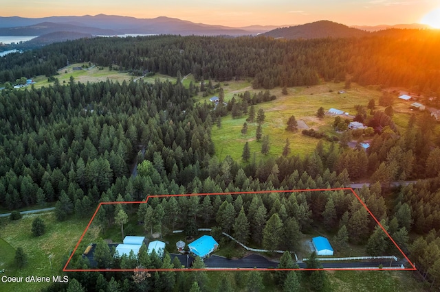 5718 E Sleepy Ln, Coeur Dalene, ID 83814 - aerial overview of property's location featuring property boundaries highlighted