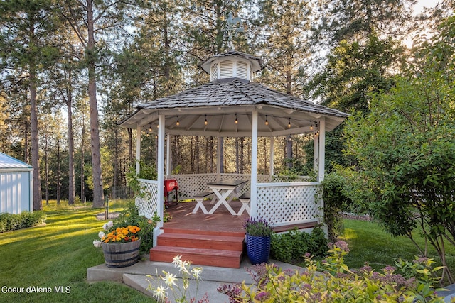 5718 E Sleepy Ln, Coeur Dalene, ID 83814 - wooden terrace with a gazebo and a lawn