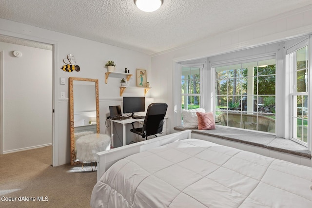 5718 E Sleepy Ln, Coeur Dalene, ID 83814 - carpeted bedroom featuring a textured ceiling, multiple windows, and a desk