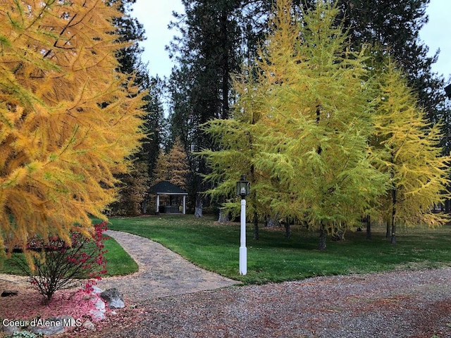 view of yard with a gazebo