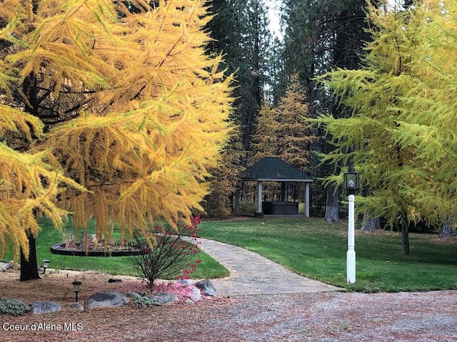 view of property's community featuring a gazebo and a yard