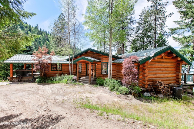 view of log home