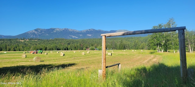 mountain view featuring a rural view