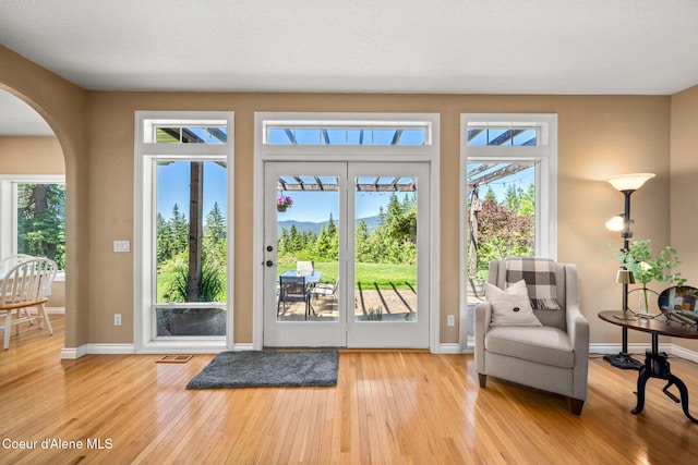 17536 W Julia Dr, Hauser, ID 83854 - entryway featuring arched walkways, light wood-style floors, and healthy amount of natural light