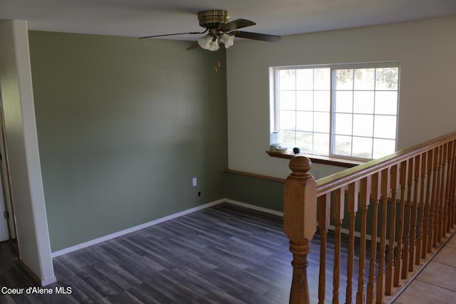 interior space featuring ceiling fan and hardwood / wood-style flooring