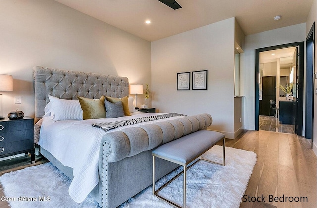 bedroom featuring light hardwood / wood-style floors