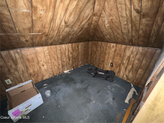 room details featuring wood walls