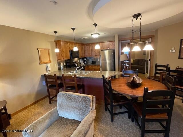 dining room with sink