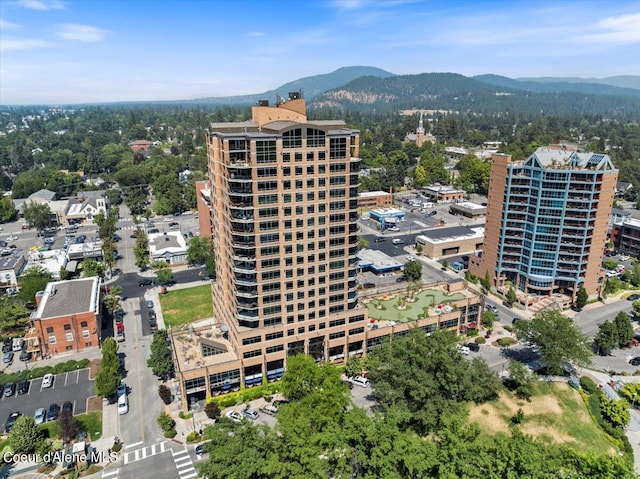 aerial view with a mountain view