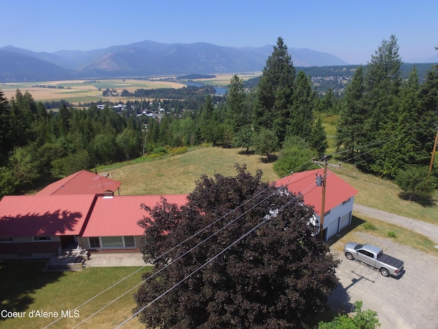 drone / aerial view with a mountain view