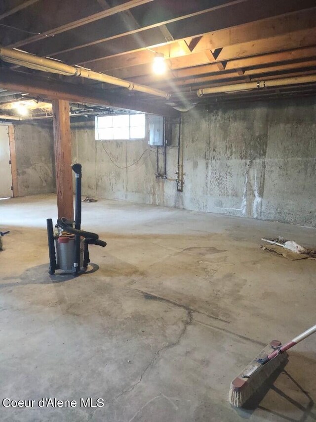 basement with electric panel