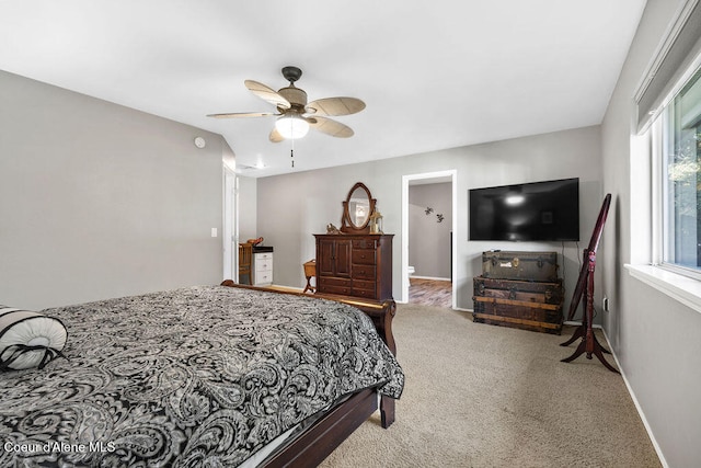 bedroom with carpet and ceiling fan