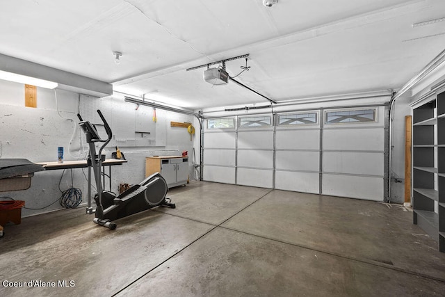 garage with a garage door opener