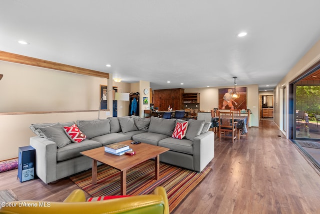 living room with hardwood / wood-style floors