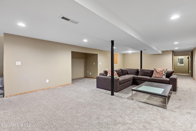 9740 N Easy St, Hayden Lake, ID 83835 - living area featuring light carpet, recessed lighting, and baseboards