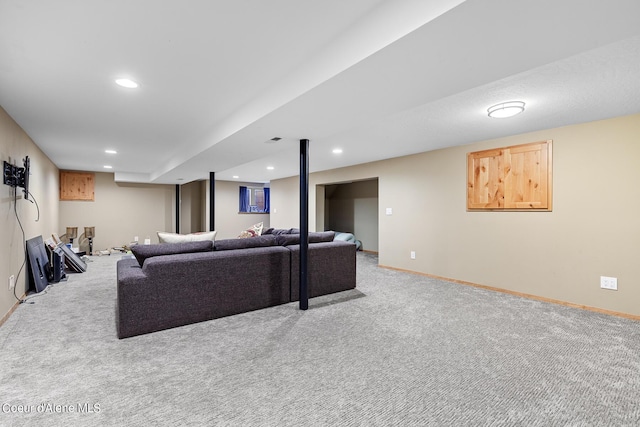 9740 N Easy St, Hayden Lake, ID 83835 - living room with light colored carpet, baseboards, and recessed lighting