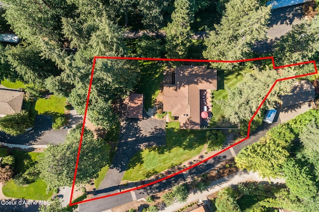 9740 N Easy St, Hayden Lake, ID 83835 - aerial overview of property's location featuring property parcel outlined